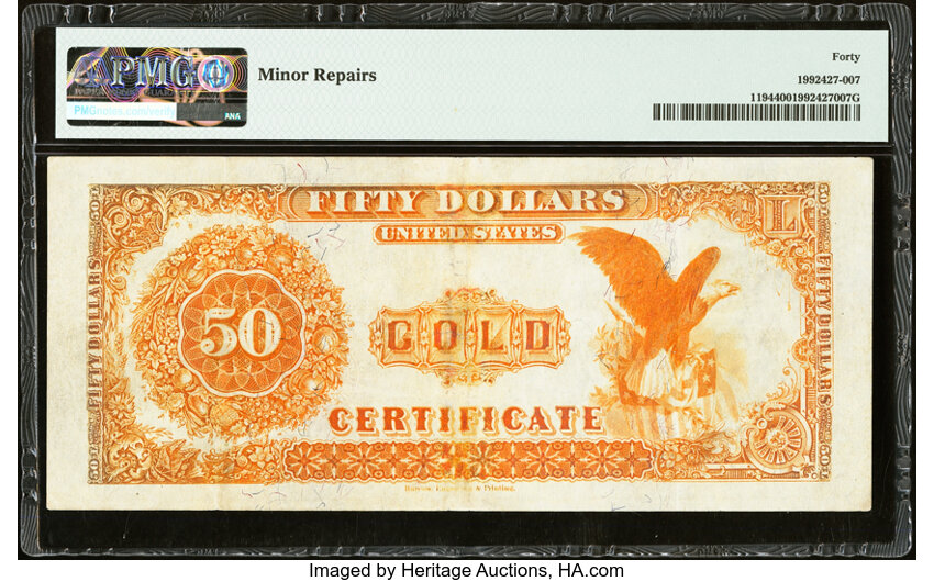 image for: Fr. 1194 $50 1882 Gold Certificate PMG Extremely Fine 40....