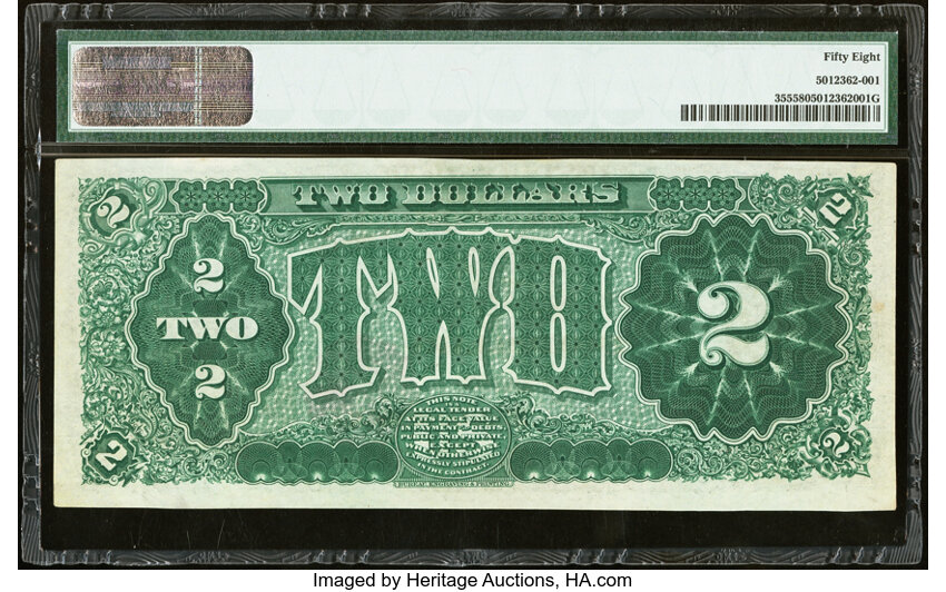 image for: Fr. 355 $2 1890 Treasury Note PMG Choice About Unc 58....