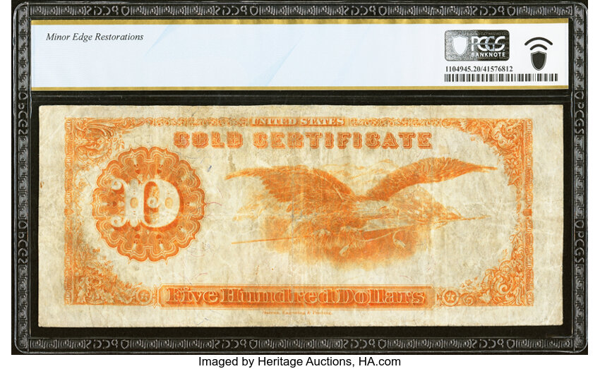 image for: Fr. 1217 $500 1922 Gold Certificate PCGS Banknote Very Fine 20 Details....