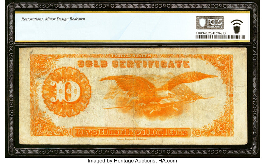 image for: Fr. 1217 $500 1922 Gold Certificate PCGS Banknote Very Fine 25 Details....