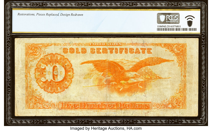 image for: Fr. 1216b $500 1882 Gold Certificate PCGS Banknote Very Fine 25 Details....