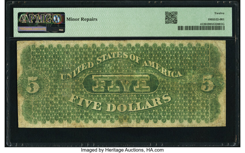 image for: Fr. 4 $5 1861 Demand Note PMG Fine 12....