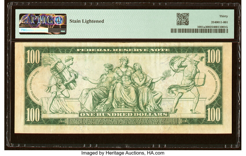 image for: Fr. 1081a $100 1914 Red Seal Federal Reserve Note PMG Very Fine 30....