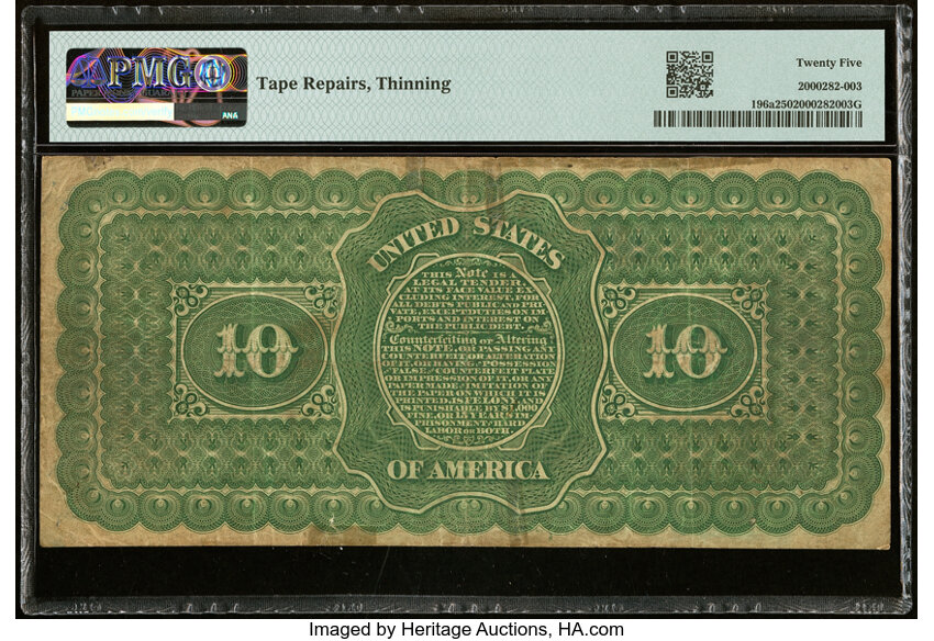 image for: Fr. 196a $10 1863 March 28, 1864 Interest Bearing Note PMG Very Fine 25....