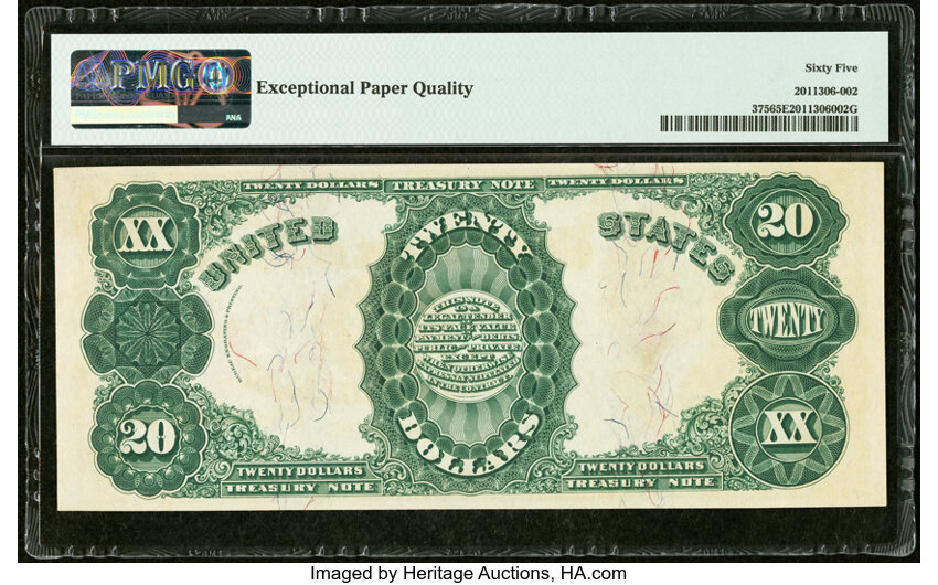 image for: Fr. 375 $20 1891 Treasury Note PMG Gem Uncirculated 65 EPQ....