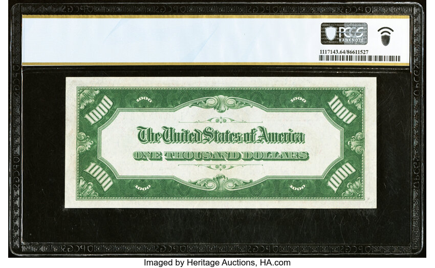 image for: Fr. 2211-L $1,000 1934 Light Green Seal Federal Reserve Note. PCGS Banknote Choice Unc 64....