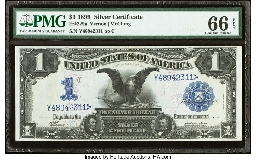 image for: Fr. 229a $1 1899 Silver Certificate PMG Gem Uncirculated 66 EPQ....