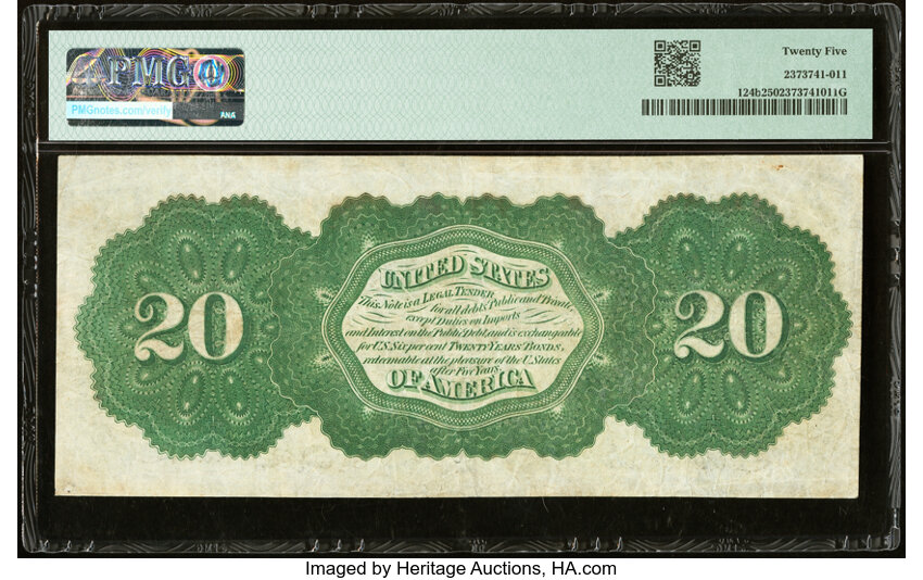 image for: Fr. 124b $20 1862 Legal Tender PMG Very Fine 25....