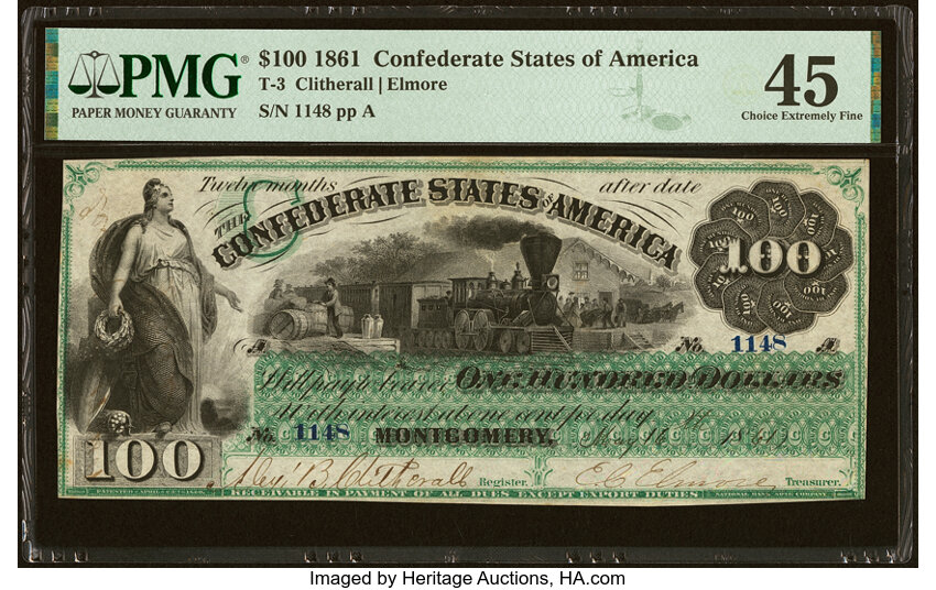 image for: Military Endorsement "T(homas) G. Williams Capt. & C(ommissary) S(ubsistence)" T3 $100 1861 PF-2 Cr. 3 PMG Choice Extremely Fi...