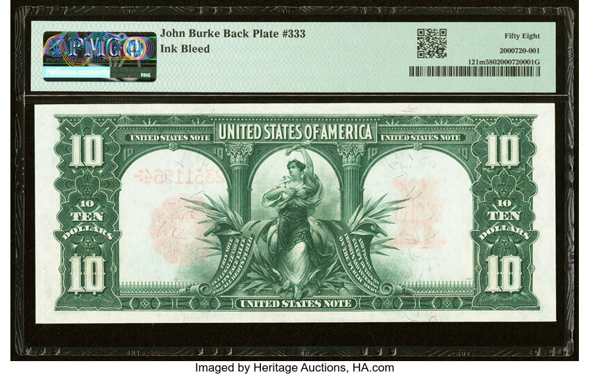 image for: Fr. 121 $10 1901 Mule Legal Tender PMG Choice About Unc 58....