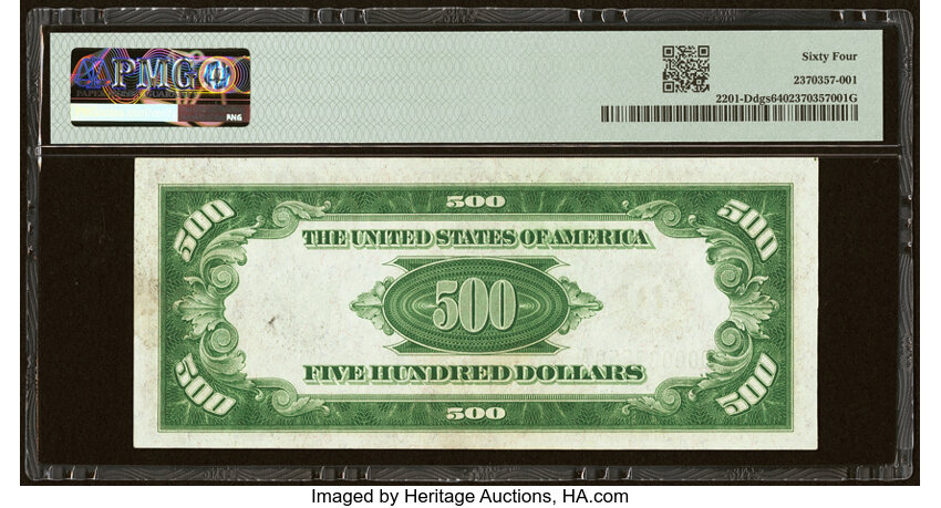 image for: Fr. 2201-D $500 1934 Federal Reserve Note. PMG Choice Uncirculated 64....