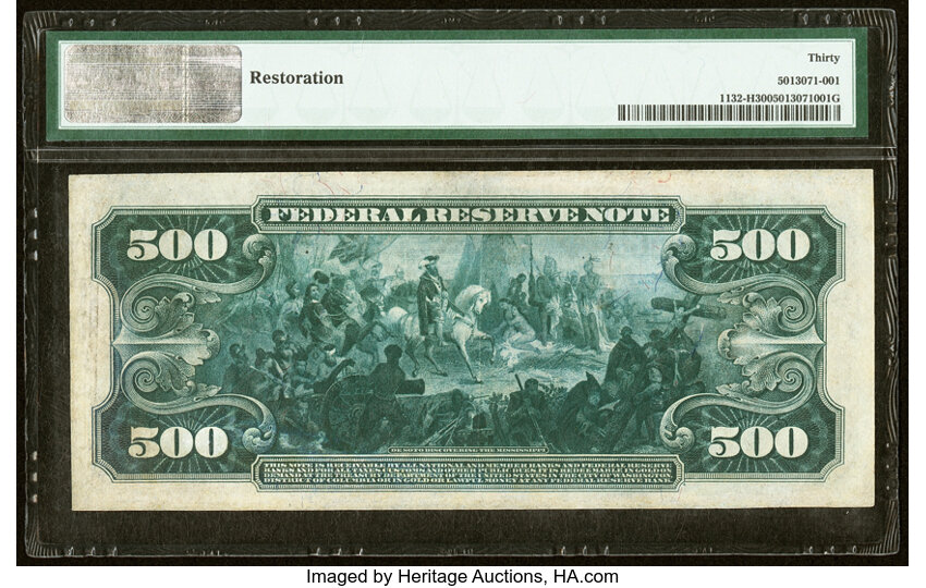 image for: Fr. 1132-H $500 1918 Federal Reserve Note PMG Very Fine 30....