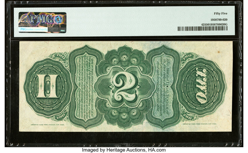 image for: Fr. 42 $2 1869 Legal Tender PMG About Uncirculated 55....