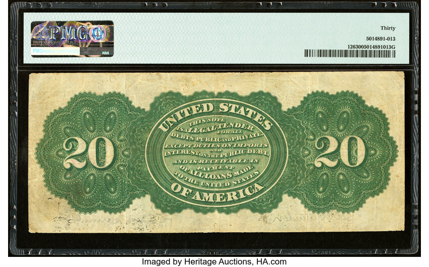 image for: Fr. 126 $20 1863 Legal Tender PMG Very Fine 30....