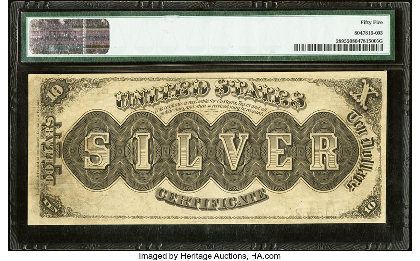 image for: Fr. 289 $10 1880 Silver Certificate PMG About Uncirculated 55....