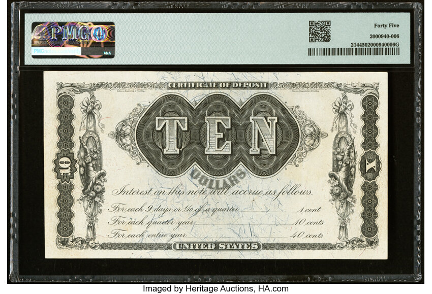 image for: Fr. 214 $10 1879 Refunding Certificate PMG Choice Extremely Fine 45....