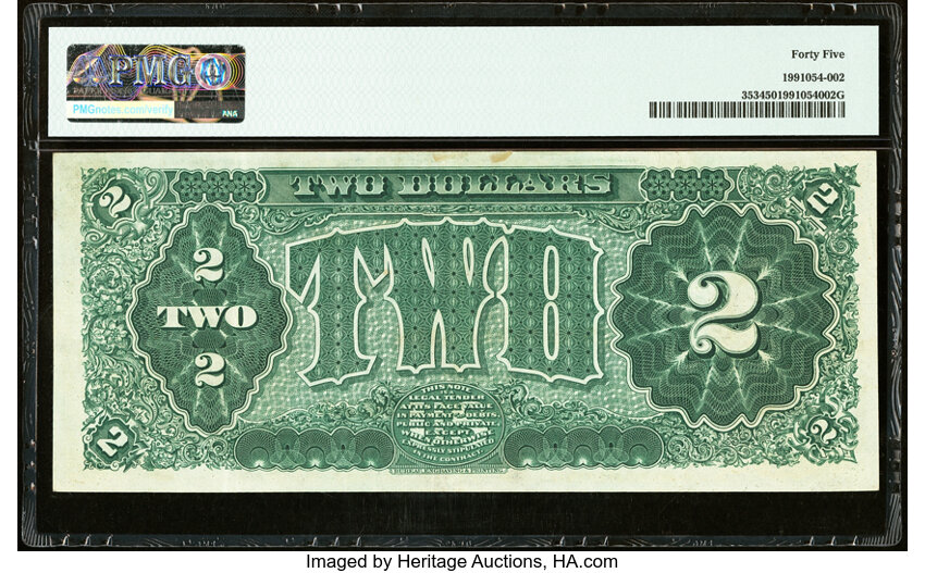 image for: Fr. 353 $2 1890 Treasury Note PMG Choice Extremely Fine 45....
