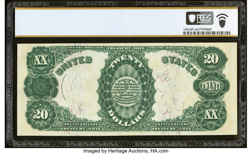 image for: Fr. 375 $20 1891 Treasury Note PCGS Banknote Choice Unc 64....