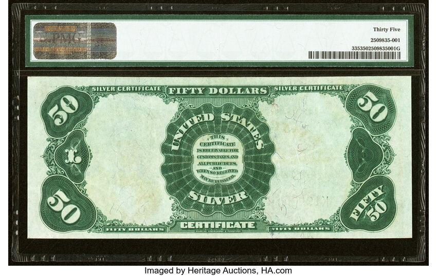 image for: Fr. 335 $50 1891 Silver Certificate PMG Choice Very Fine 35....