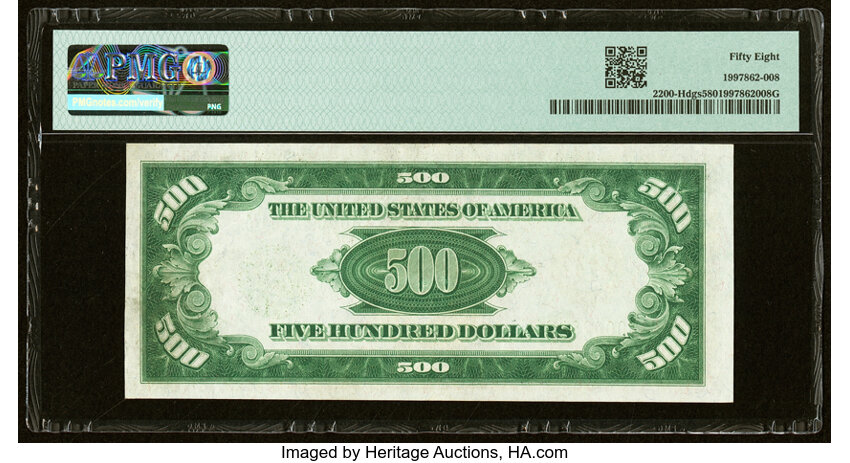 image for: Fr. 2200-H $500 1928 Federal Reserve Note. PMG Choice About Unc 58....