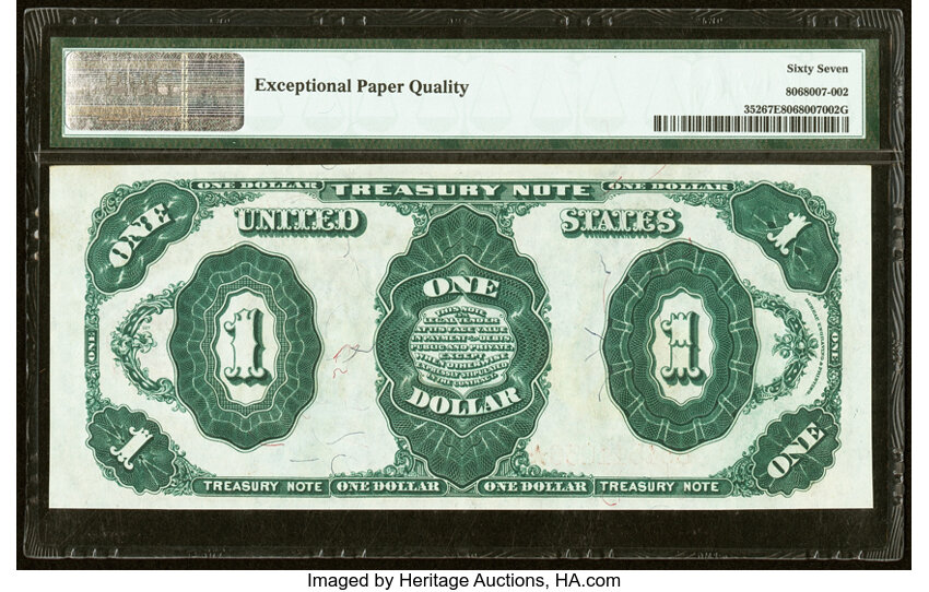 image for: Fr. 352 $1 1891 Treasury Note PMG Superb Gem Unc 67 EPQ....