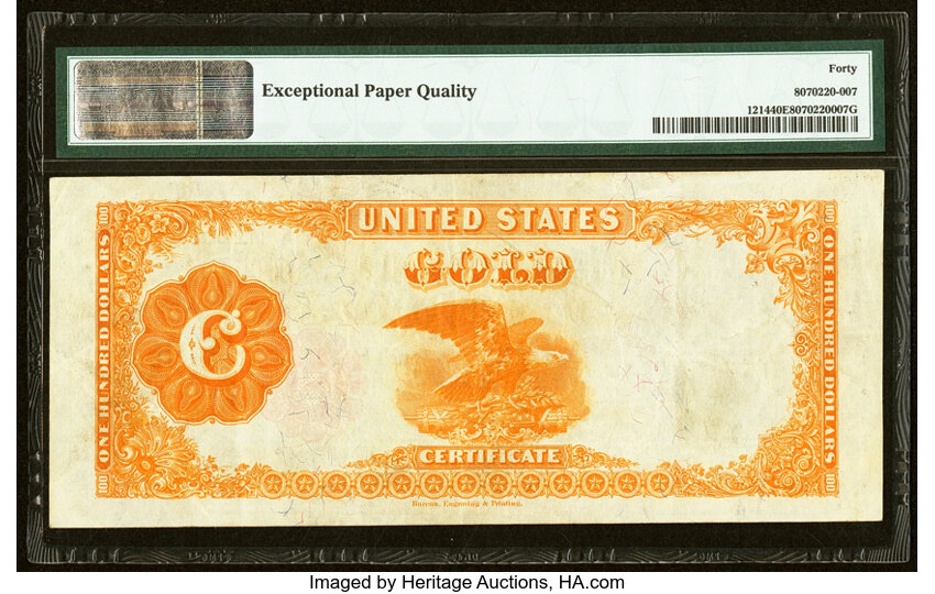 image for: Fr. 1214 $100 1882 Gold Certificate PMG Extremely Fine 40 EPQ....