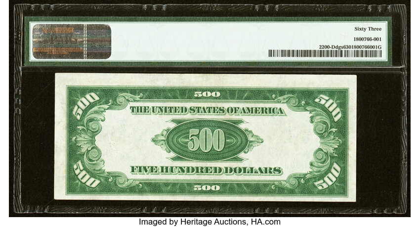 image for: Fr. 2200-D $500 1928 Federal Reserve Note. PMG Choice Uncirculated 63....