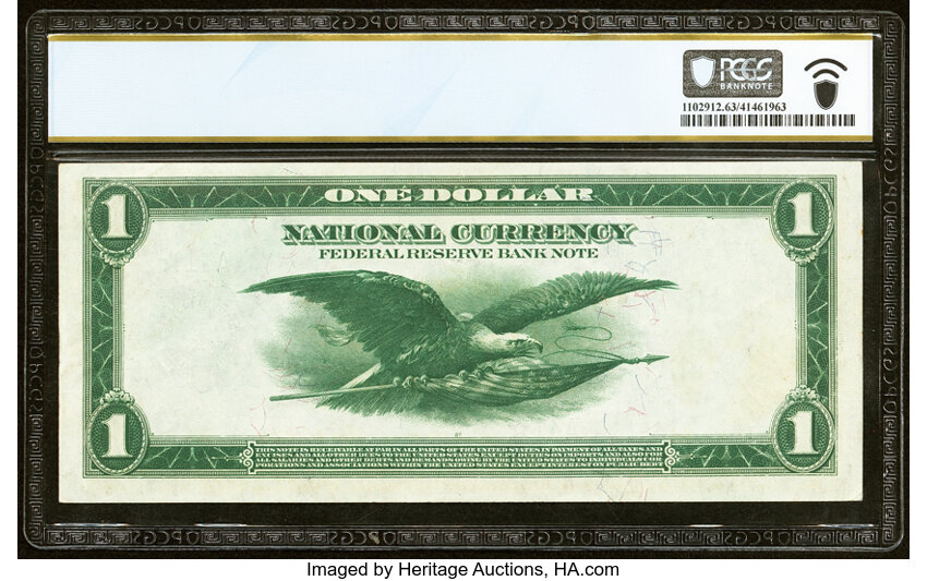 image for: Low Serial Number A41* Fr. 708* $1 1918 Federal Reserve Bank Star Note PCGS Banknote Choice Unc 63 PPQ....
