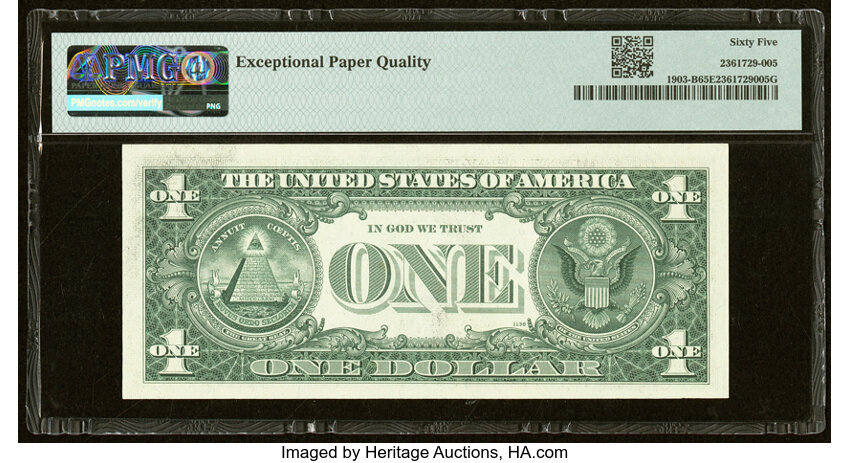 image for: Serial Number 00000001 Fr. 1903-B $1 1969 Federal Reserve Note. PMG Gem Uncirculated 65 EPQ....
