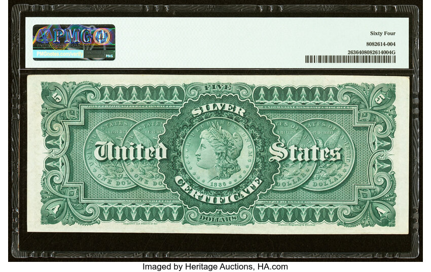 image for: Fr. 263 $5 1886 Silver Certificate PMG Choice Uncirculated 64....