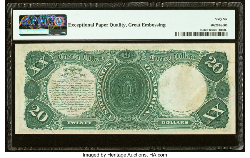 image for: Fr. 135 $20 1880 Legal Tender PMG Gem Uncirculated 66 EPQ....