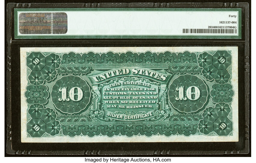 image for: Fr. 293 $10 1886 Silver Certificate PMG Extremely Fine 40....