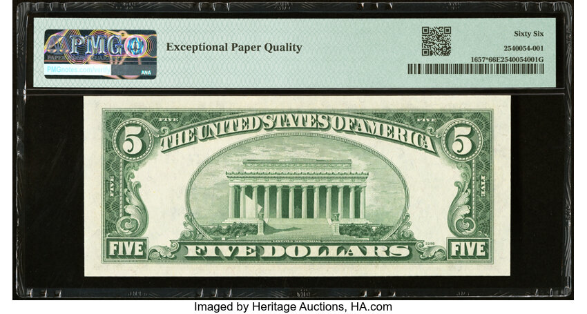 image for: Fr. 1657* $5 1953B Silver Certificate Star Note. PMG Gem Uncirculated 66 EPQ....