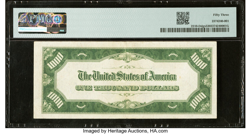 image for: Fr. 2210-D $1,000 1928 Federal Reserve Note. PMG About Uncirculated 53....