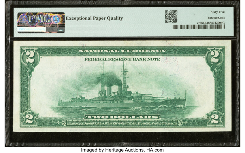 image for: Fr. 776 $2 1918 Federal Reserve Bank Note PMG Gem Uncirculated 65 EPQ....