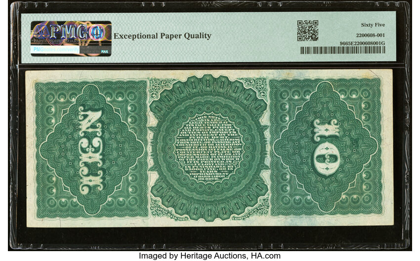 image for: Fr. 96 $10 1869 Legal Tender PMG Gem Uncirculated 65 EPQ....