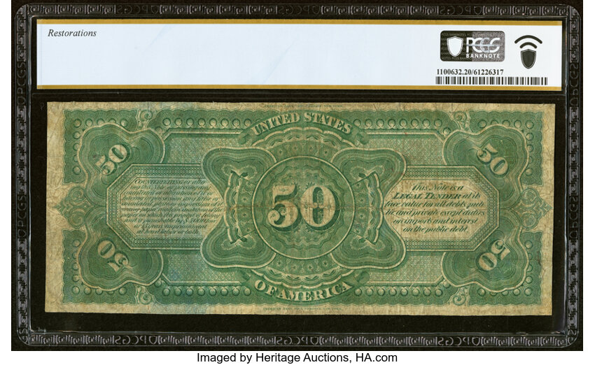 image for: Fr. 151 $50 1869 Legal Tender PCGS Banknote Very Fine 20 Details....