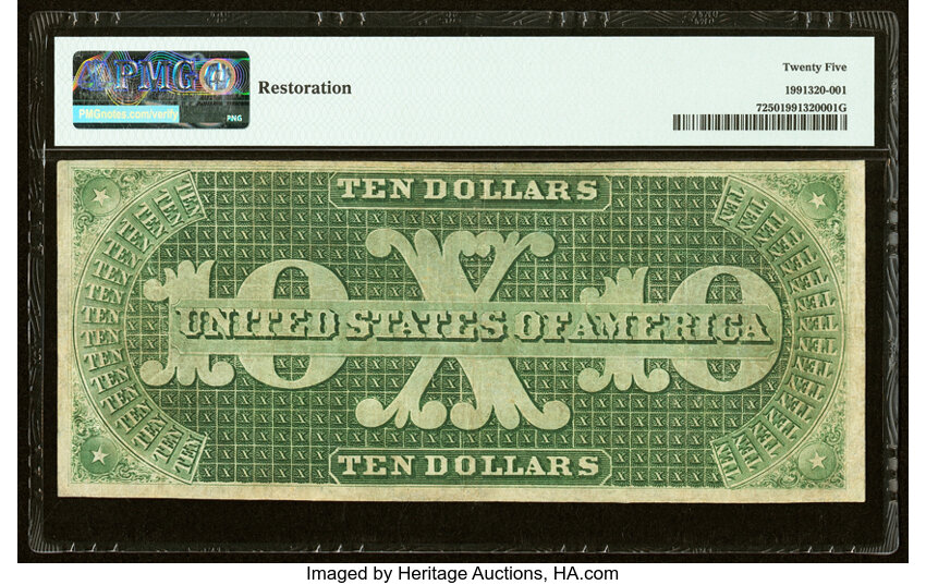 image for: Fr. 7 $10 1861 Demand Note PMG Very Fine 25....