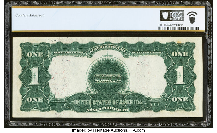 image for: Courtesy Autographed Low Serial Number 10 Fr. 227 $1 1899 Silver Certificate PCGS Banknote Choice Unc 64....