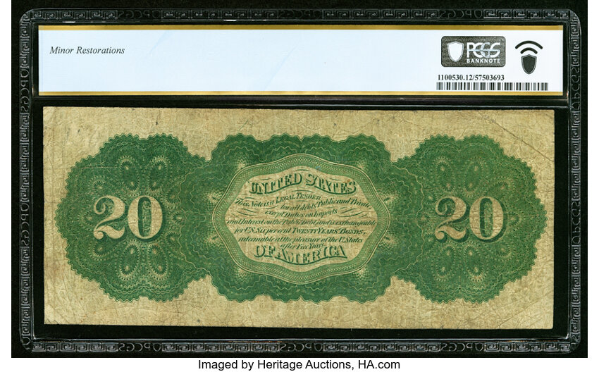 image for: Fr. 124 $20 1862 Legal Tender PCGS Banknote Fine 12....