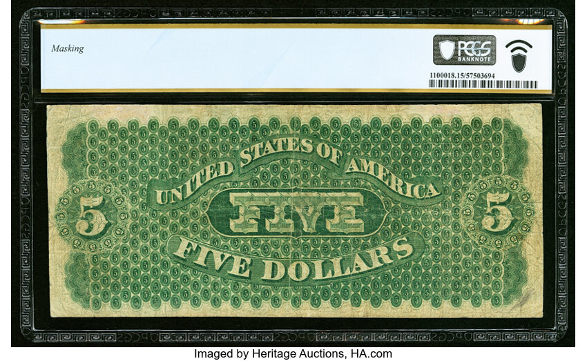 image for: Fr. 3 $5 1861 Demand Note PCGS Banknote Choice Fine 15....