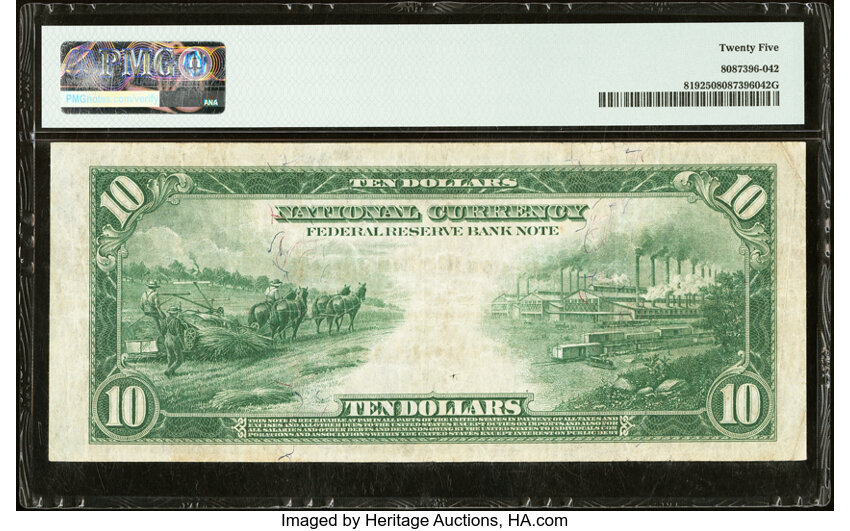 image for: Fr. 819 $10 1915 Federal Reserve Bank Note PMG Very Fine 25....