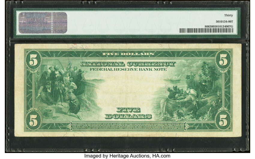 image for: Fr. 806 $5 1915 Federal Reserve Bank Note PMG Very Fine 30....