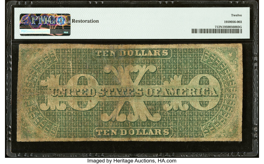 image for: Fr. 7 $10 1861 Demand Note PMG Fine 12 Net....