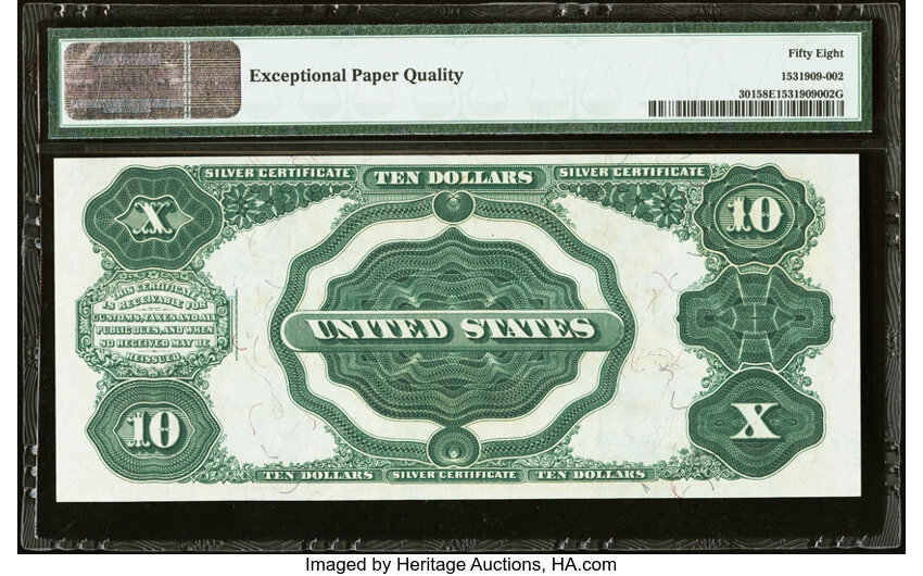 image for: Fr. 301 $10 1891 Silver Certificate PMG Choice About Unc 58 EPQ....