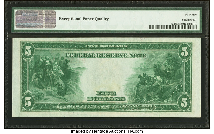 image for: Fr. 833b $5 1914 Red Seal Federal Reserve Note PMG About Uncirculated 55 EPQ....