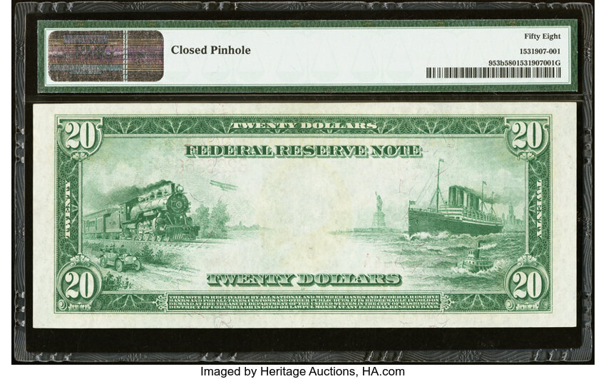 image for: Fr. 953b $20 1914 Red Seal Federal Reserve Note PMG Choice About Unc 58....