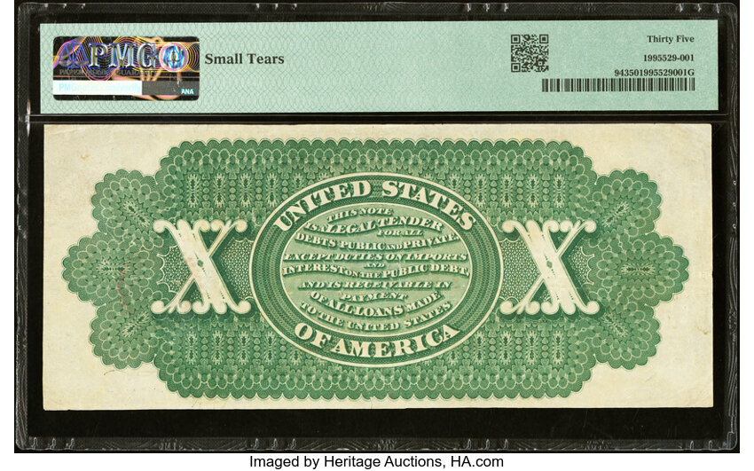 image for: Fr. 94 $10 1862 Legal Tender PMG Choice Very Fine 35....