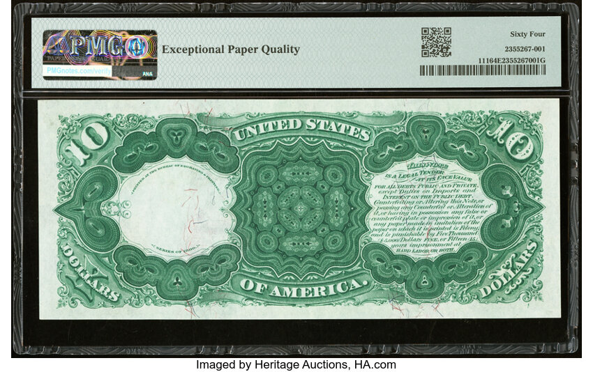 image for: Fr. 111 $10 1880 Legal Tender PMG Choice Uncirculated 64 EPQ....