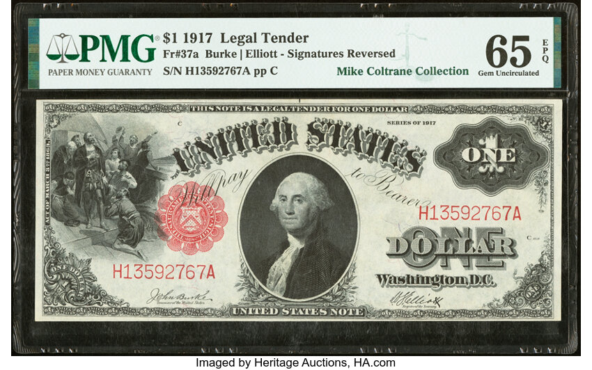 image for: Fr. 37a $1 1917 Legal Tender PMG Gem Uncirculated 65 EPQ....